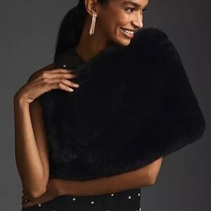 Anthropologie Faux Fur Stole - black